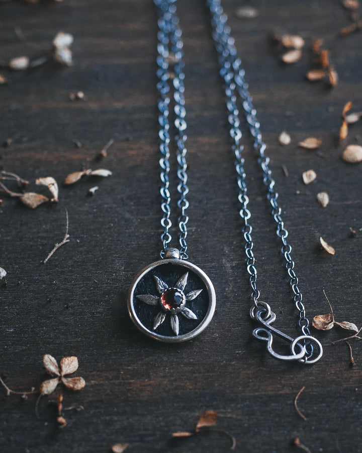 Garnet Flower Keeper Necklace