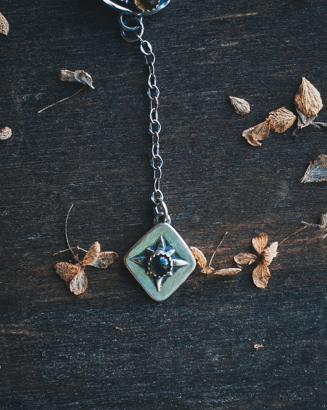 Night Magic Crescent Moon Lariat Necklace with Citrine and Blue Topaz III