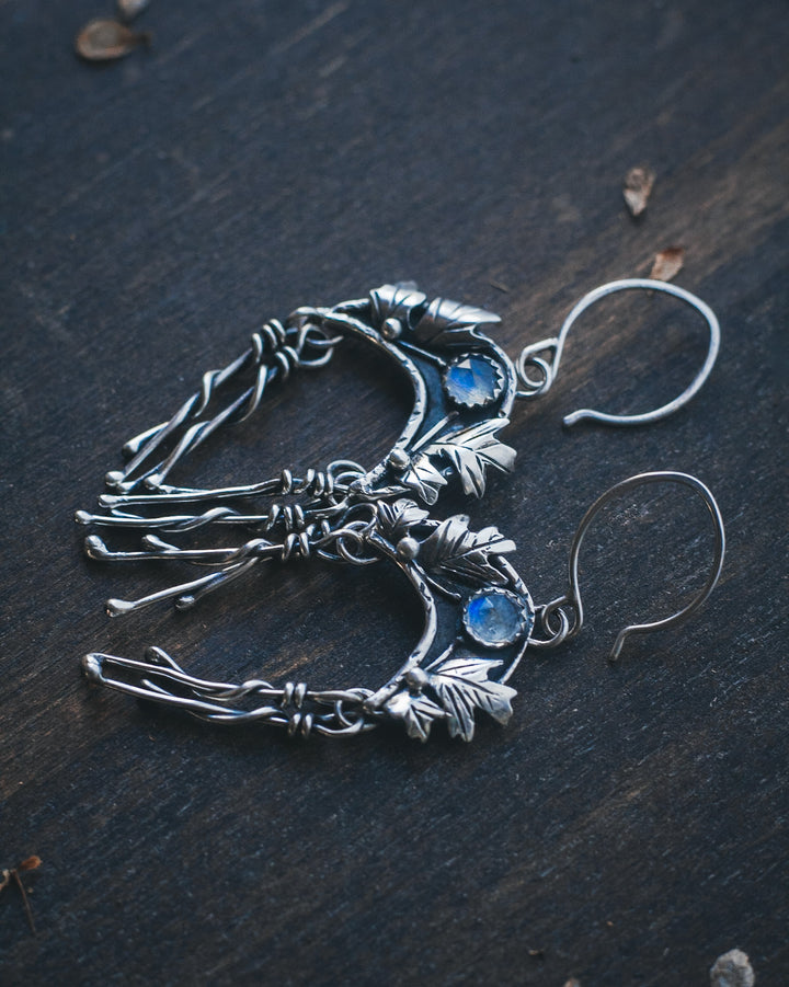 Dream Weaver Earrings - Oak Leaves and Moonstone