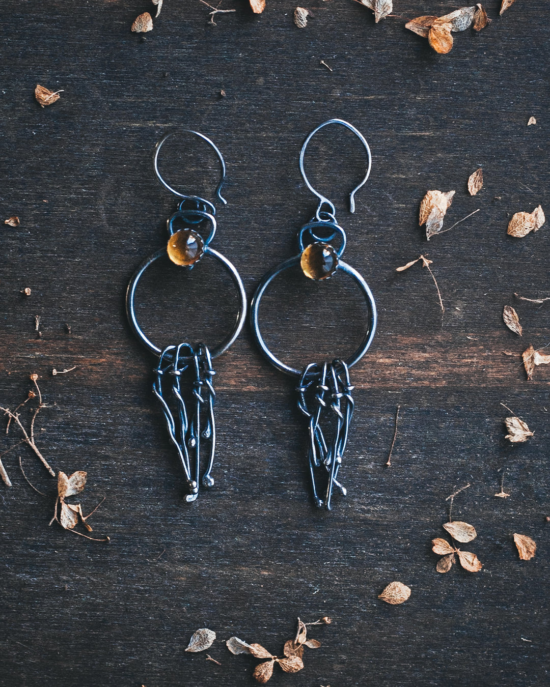 Portals - Sterling Silver and Citrine Fringed Earrings