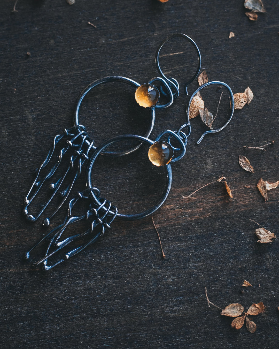 Portals - Sterling Silver and Citrine Fringed Earrings