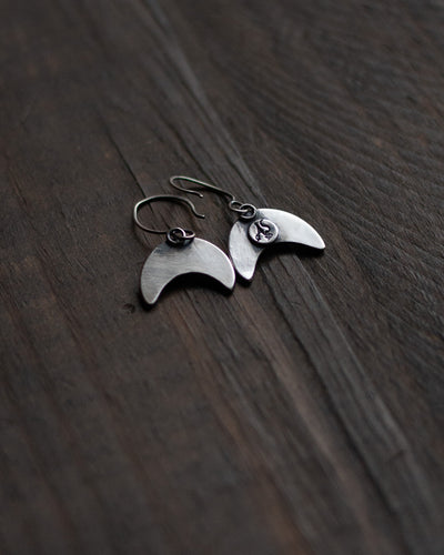 The Depths of Winter Crescent Moon Earrings  - Black Onyx