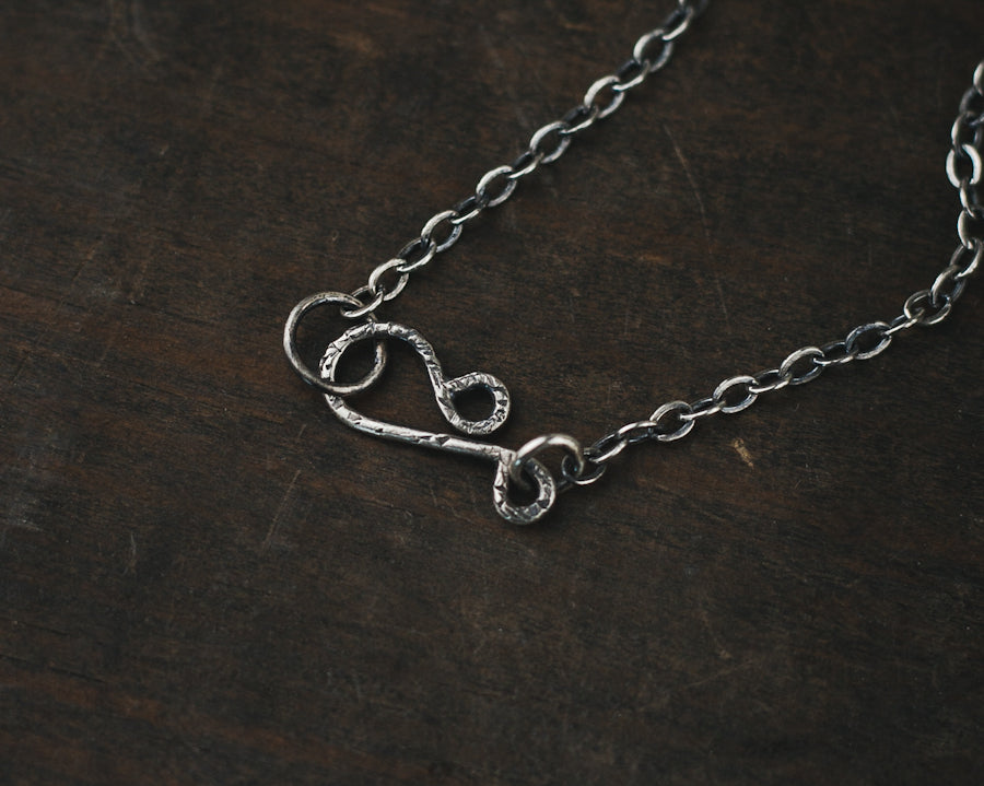 Botanical Shield Necklace - Garnet and Crescent Moon
