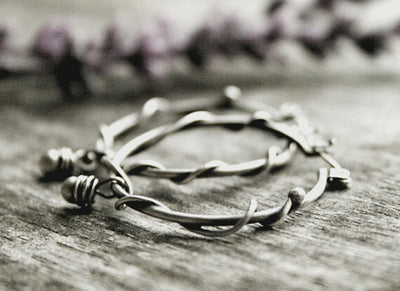 Handmade Sterling Silver Wire Wrapped Beaded Small Boho Single Bead Hoops - Andewyn Designs 2